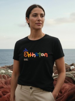 Camiseta negra recta personas adultas con logo horizontal